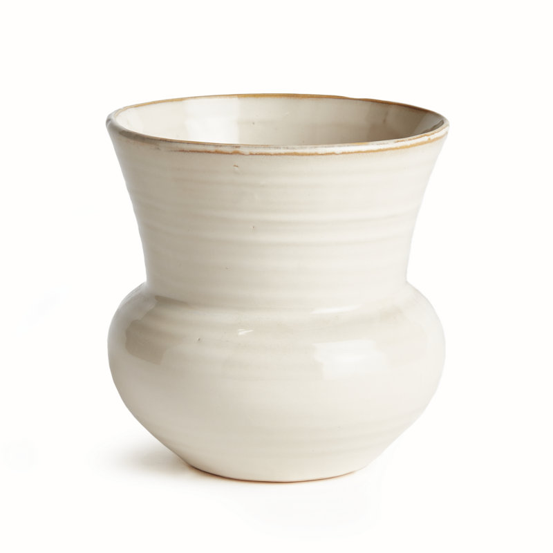Delaney Stoneware Planter, Cream, 5.5" H x 5.5" W x 5.5" D