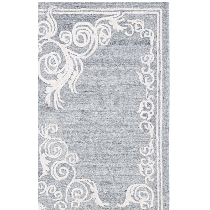 Southaven Hand Tufted Wool Viscose Cotton with Latex Oriental Rug in Gray/Ivory, Rectangle 3' x 5'