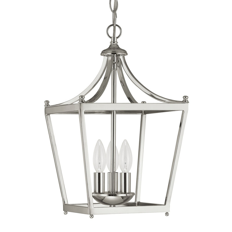 Luminaire suspendu géométrique à 3 lumières Alysee, Nickel poli