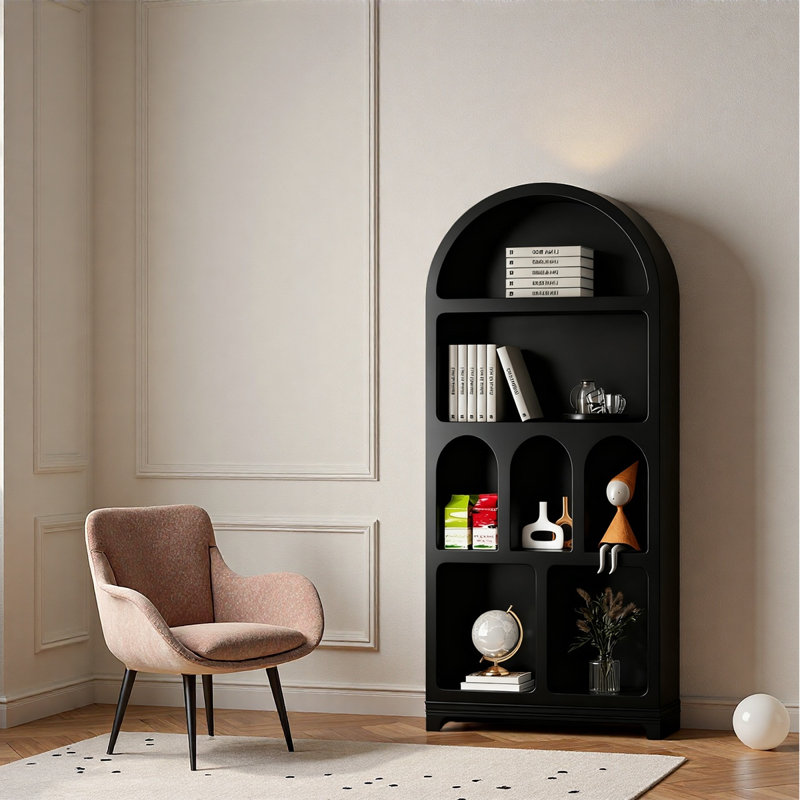 Bibliothèque moderne noire minimaliste