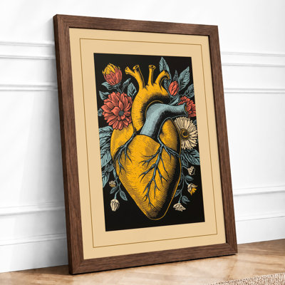Golden Heart in Bloom Botanical - Framed Print
