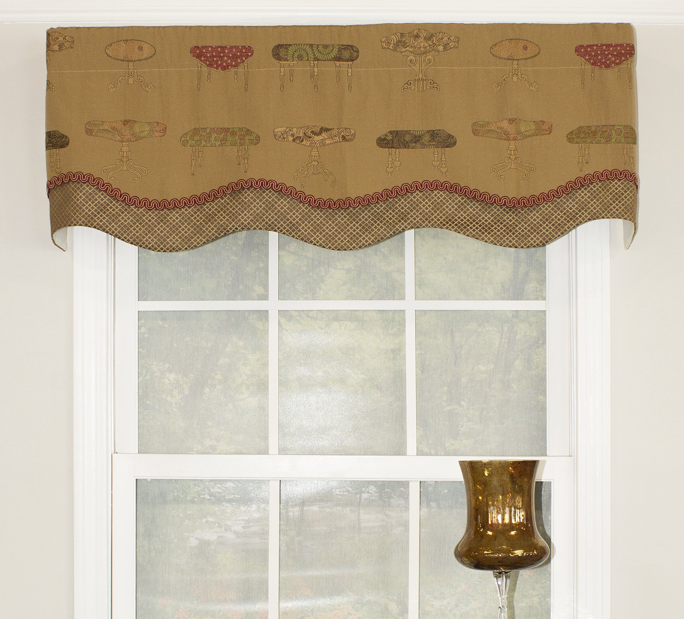 RLF Home Abstract Cotton Scalloped 50'' W Window Valance | Wayfair