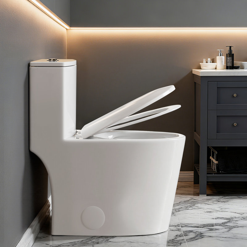 BCANHOME ADA 17'' Comfort-Height One Piece Toilet, 1.14/1.58 GPF Dual Flush Siphon, Soft-Close Seat, Easy-Access Comfort-Rise Design