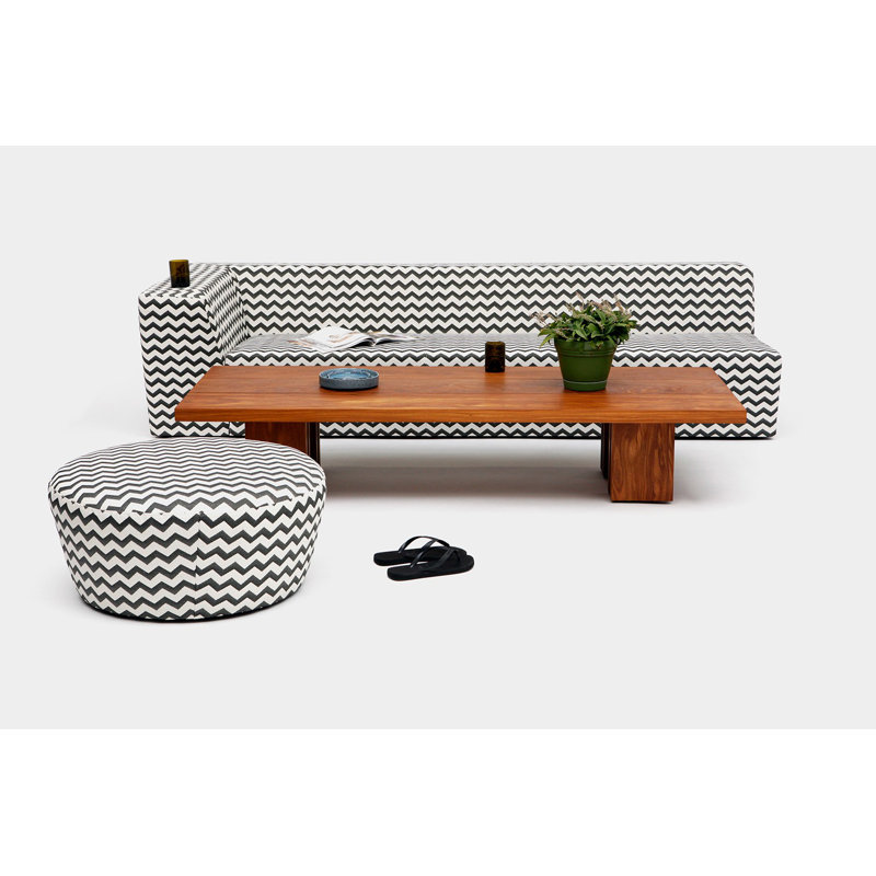 Caroline Round Pouf, Zigzag Sunbrella®