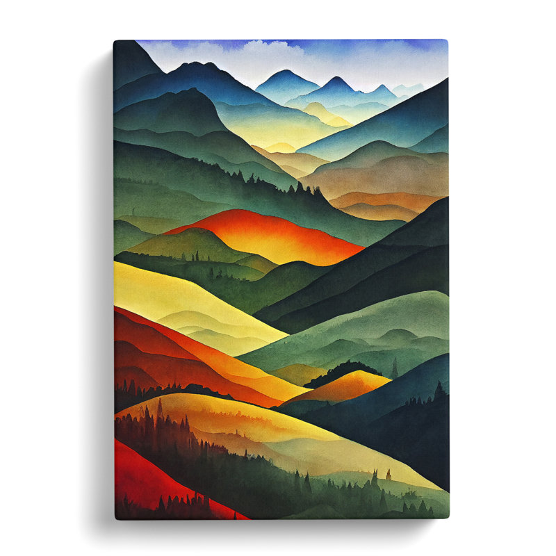 Mountain Landscape In Watercolour No.4 - Wrapped Canvas, 50cm H x 35cm W x 3cm D