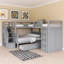 Lit superposé simple en L simple avec 3 tiroirs, bureau portatif et garde-robe-564796710