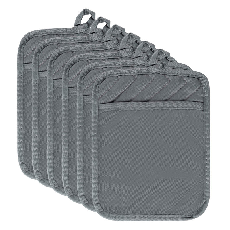 6Pcs Pot Holder with Pocket, Gray