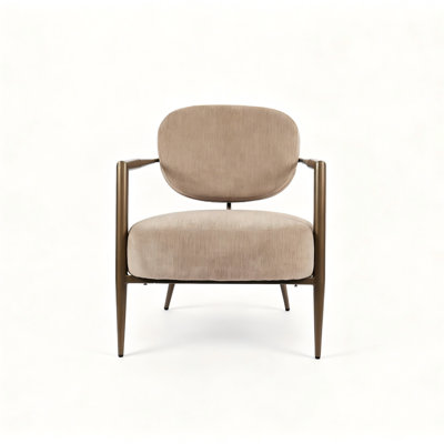 Oversized Accent Chairs, Camel Fabric Metal Frame, Modern Lounge for Home