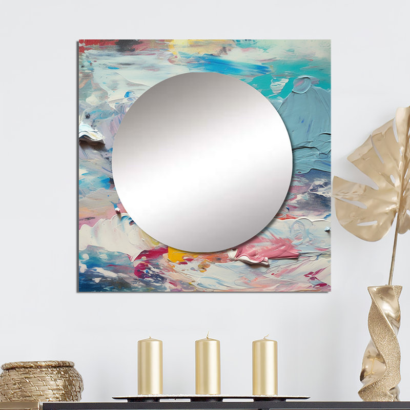 Neveya - art abstrait de miroir mural de salon carré, 23 po x 23 po