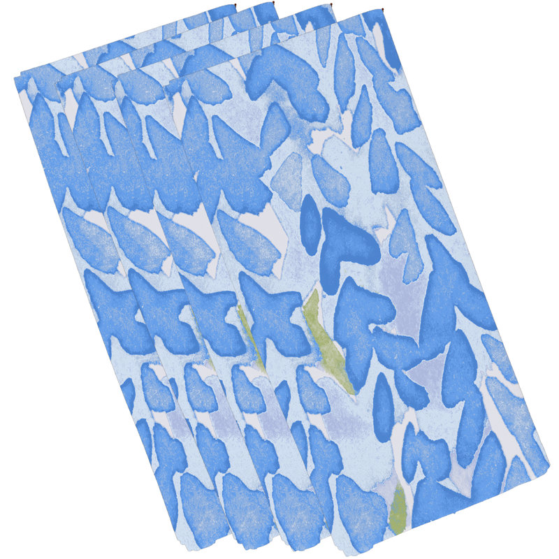 Elliona Polyester Floral Square Napkin, Light Blue