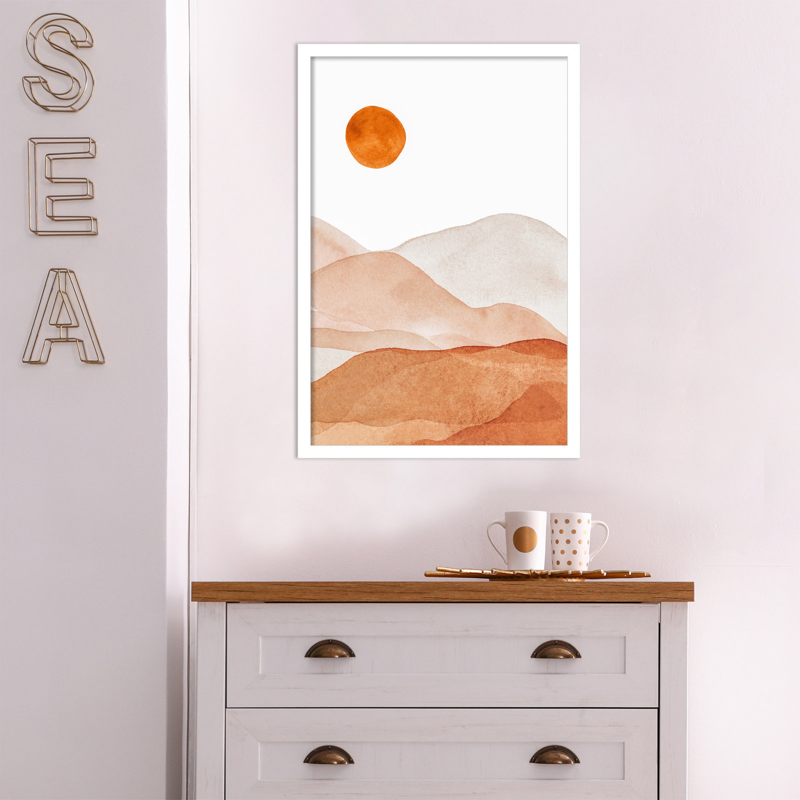 Mountain Range I by Amy Lighthall, White, 25.25" H x 17.25" W x 0.88" D