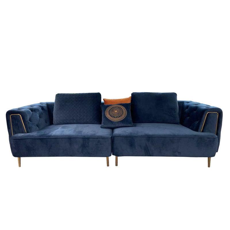 102'' Velvet Sofa, Royal Blue Velvet