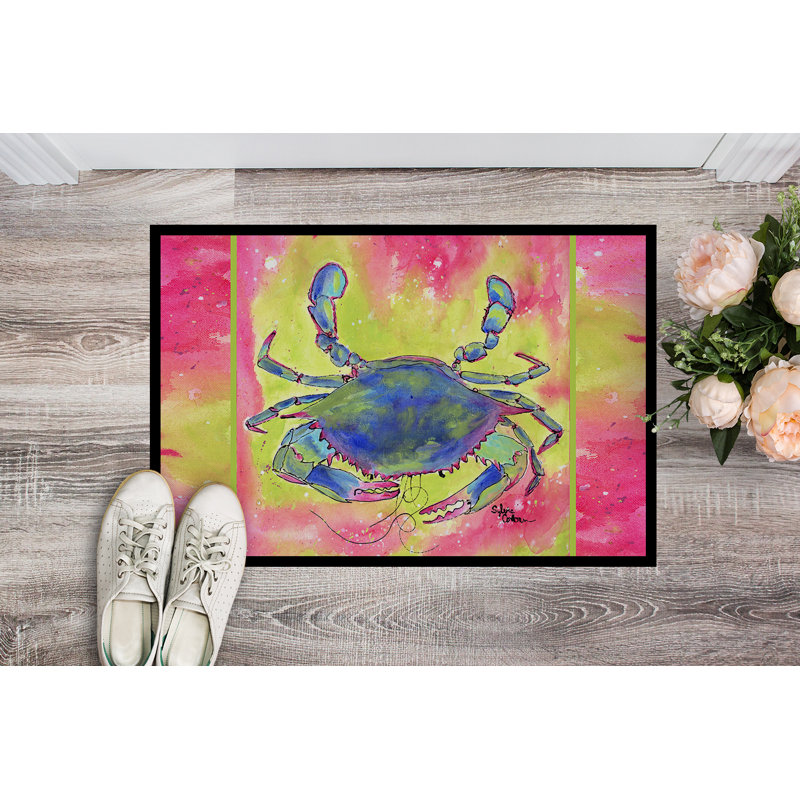 Tapis de porte d’intérieur anti-dérapant rose clair et crabe, Rectangle 2 pi x 3 pi
