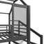 Lit mezzanine double avec glissade et escalier, lit de jeu en métal avec tablettes de rangement, toit en forme de maison et conception silencieuse, noir-2091537362-2091537361