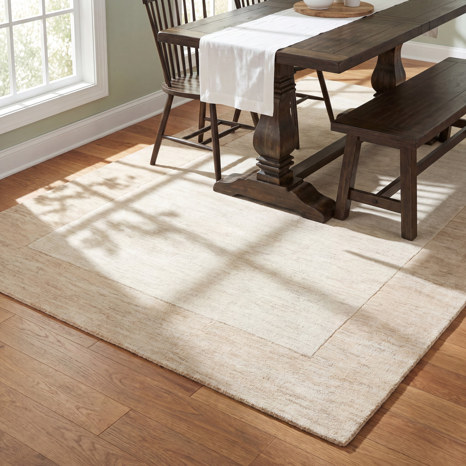 Dolma Handmade Wool Beige/Cream Rug, Rectangle 7'6" x 9'6"