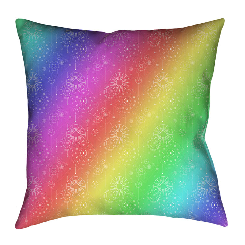 Housse de coussin Katelyn Elizabeth, 18 po x 18 po, Polyester sergé, Rose / jaune / bleu