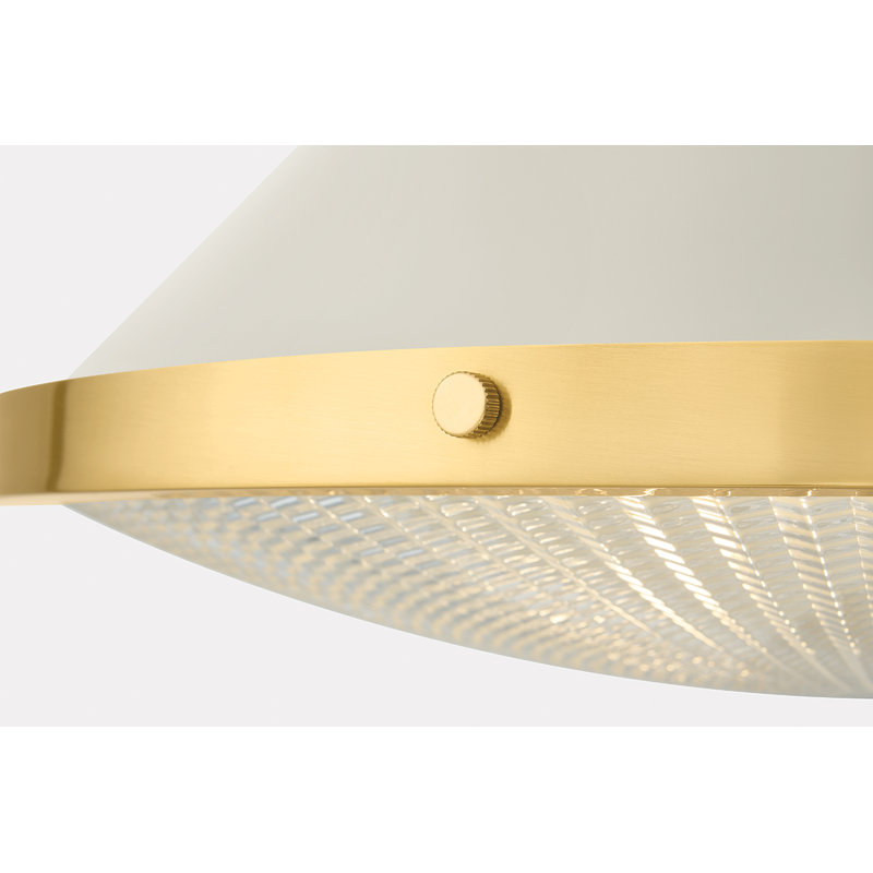 Highclere Pendant by Mark D. Sikes, Aged Brass/Off-White, 14.5" H x 17.75" W x 17.75" D