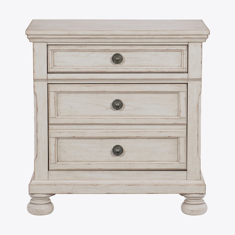 Table de chevet 2 tiroirs Eedie, Blanc