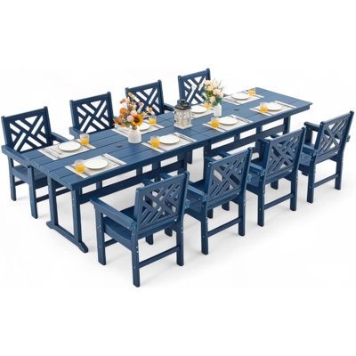 Ensemble de salle à manger de patio Hdpe toutes saisons avec trou pour parasol