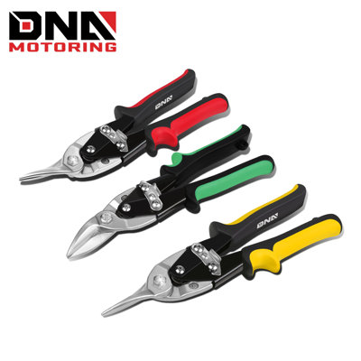 High Carbon Steel Tin Snip,3Pcs 10 Inches Serrated Jaws, Straight Cut Tin Snip w/ Rubberized Handle