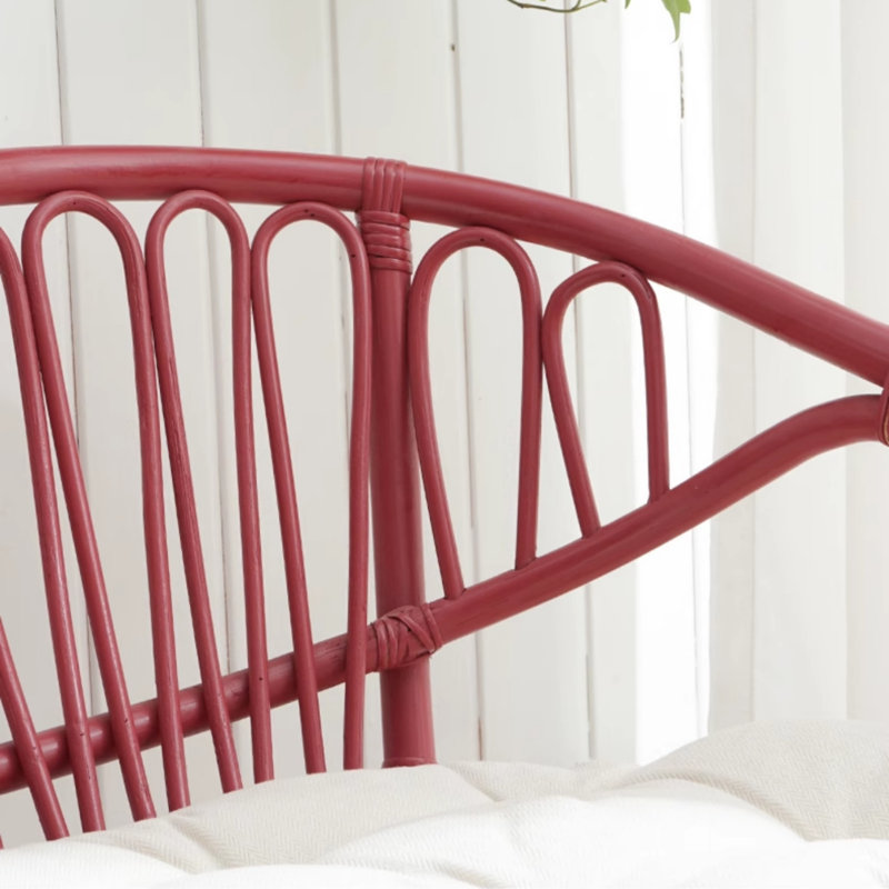 Banc en rotin moderne et simple, Rouge, blanc cassé