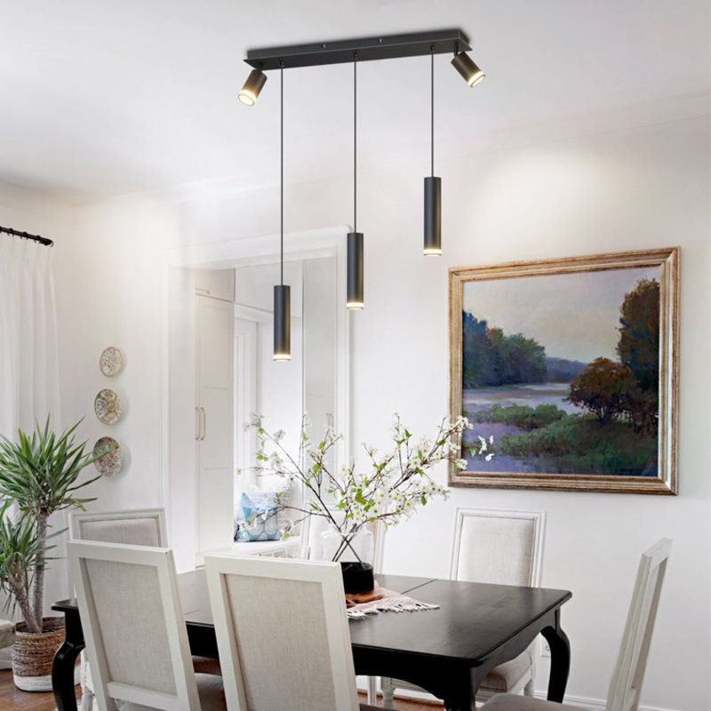Luminaire suspendu réglable en métal - Style moderne noir mat pour îlot de cuisine