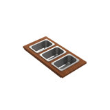 Wood Board With 3 Rectangular Stainless Steel Bowls F/1344, 1348, 1360, 1362, 1504, 1505, 1506 (Short Side Only), 1627, 1628
