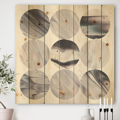 Cercle de marbre III - impression géométrique moderne sur bois de pin naturel