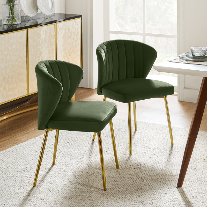 Euclid Modern Tufted Velvet Wingback Dining Chair, Forest