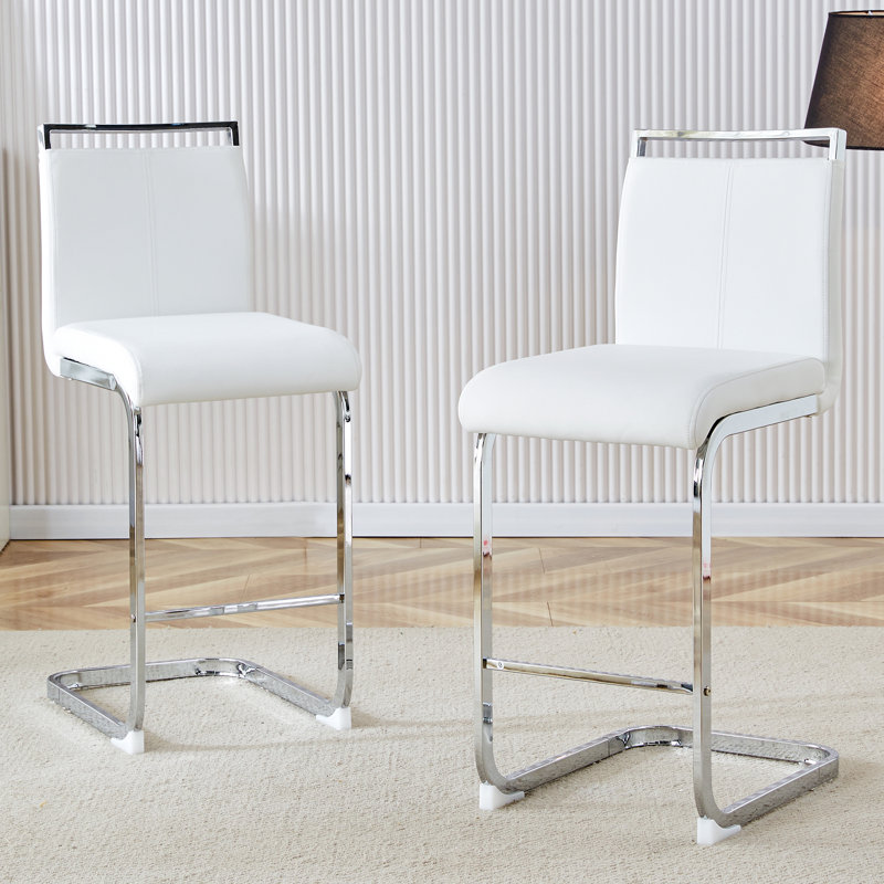 Tabouret de comptoir 25 po, Blanc, Tabouret de comptoir (siège d'une hauteur de 25 p, Chrome chrome