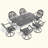 All-Weather Cast Aluminum Dining Set, Include Swivel Chairs And Rectangular Table With Black Frame-1893081152