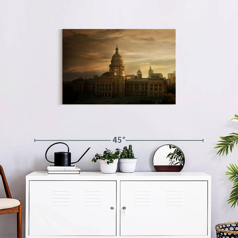 Coucher de soleil au Texas State Capitol, H 20 po x l 30 po