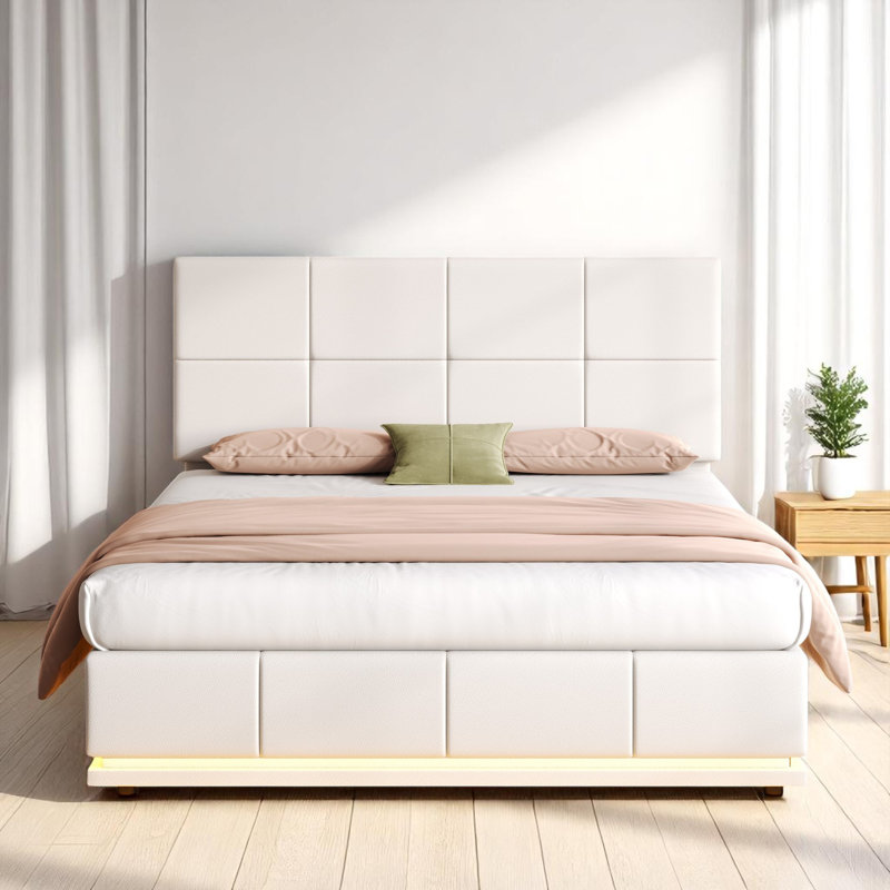 Chandace Upholstered UK Double - DE 135 X 190 Cm Ottoman Storage Bed, White
