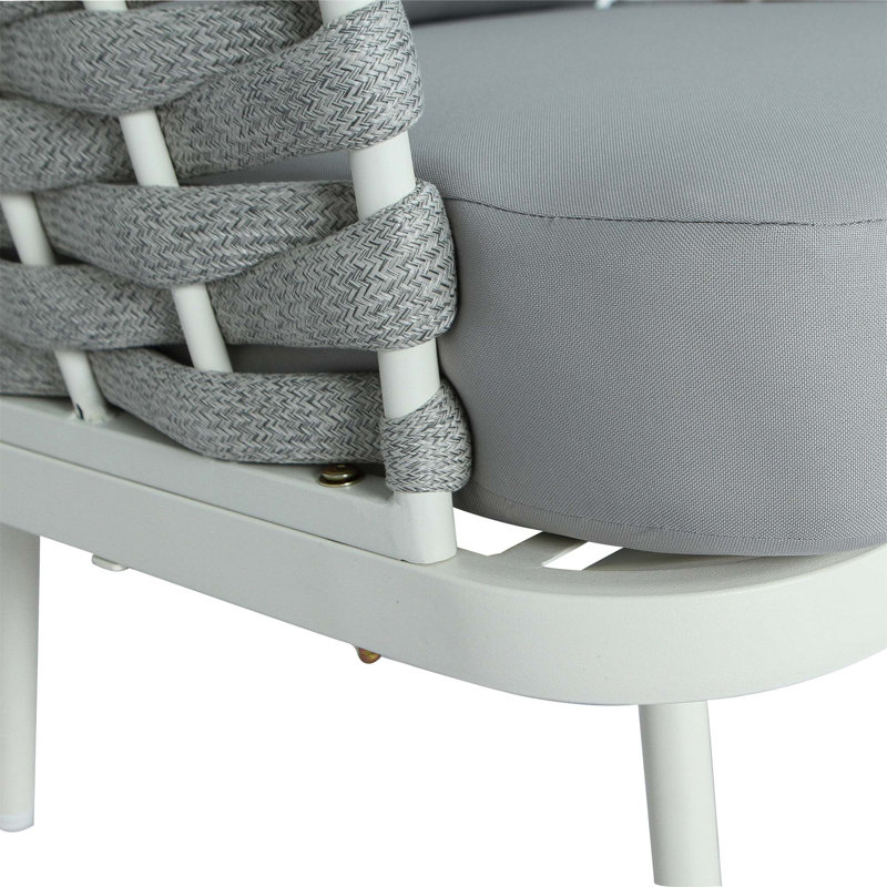Ensemble de 2 fauteuils club Mariano, Gris, Blanc cassé / blanc