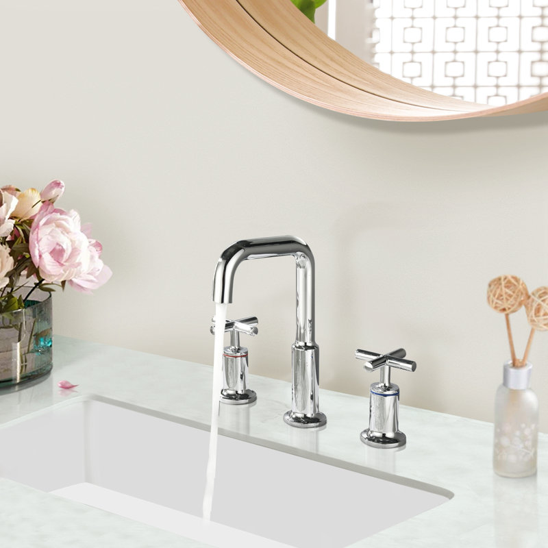 Topcraft 2 Handle Widespread Bathroom Sink Faucet, Chrome
