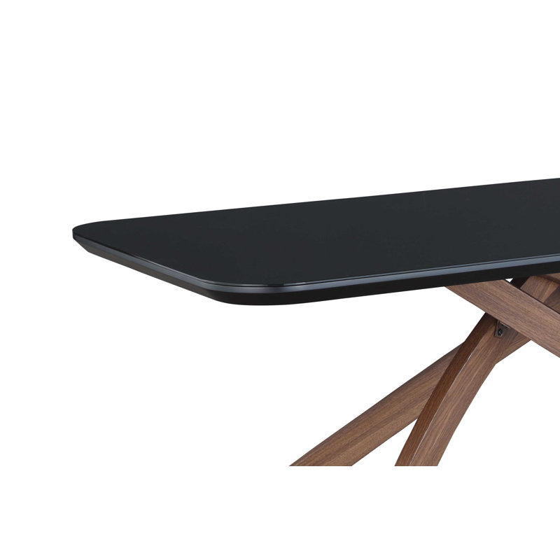 Ensemble de salle à manger Tanyka avec table en verre noir et chaises à dossier ouvert