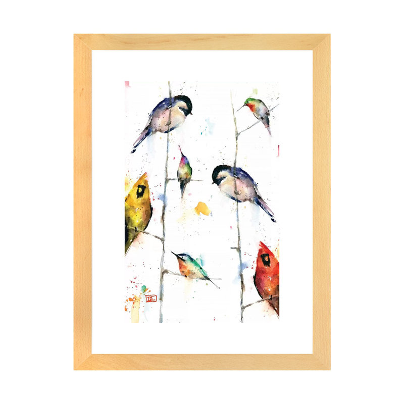 «Birds on Branches» - reproduction, H 16 po x l 24 po x P 1 po, Papier bois naturel