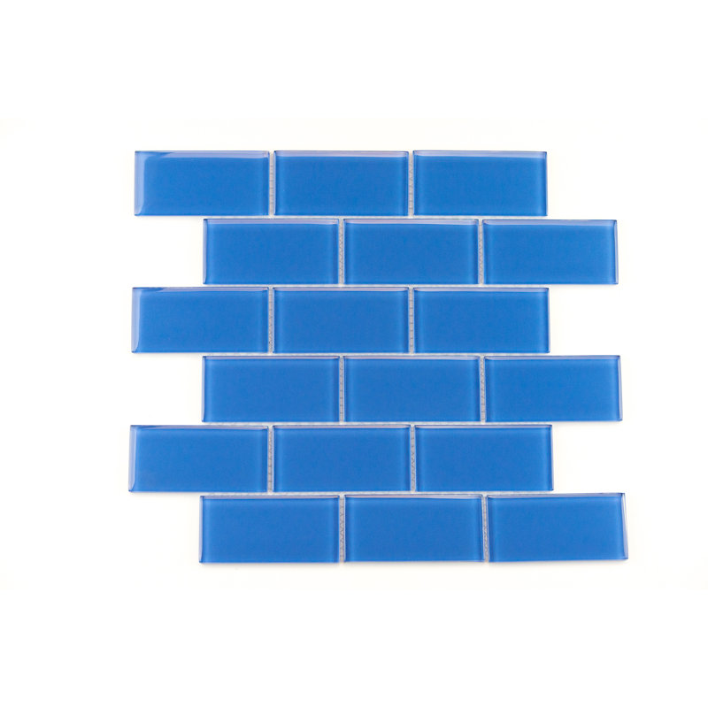 Torch Song 2'' W x 4'' L Glass Tile Mosaic Sheet, Sea