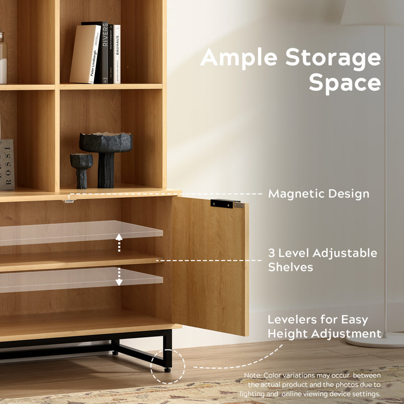 Bookshelf 71'' Tall Bookcase With Storage Cabinet