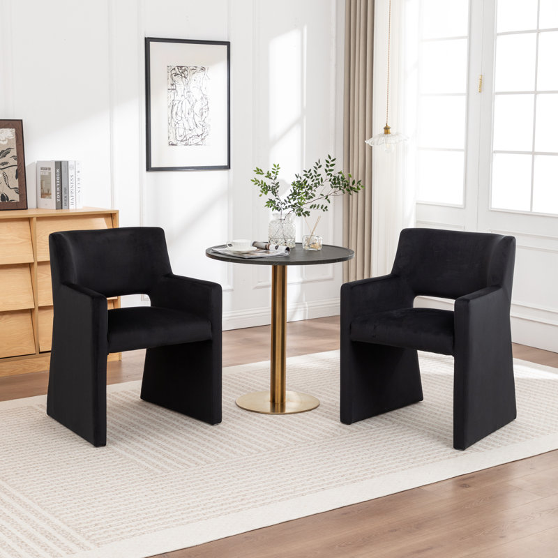 Chaise rembourrée en velours Hambrook, Noir