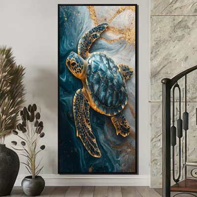 Citally Abstract Marble Of The Turtle S Voyage - Tortue, art mural