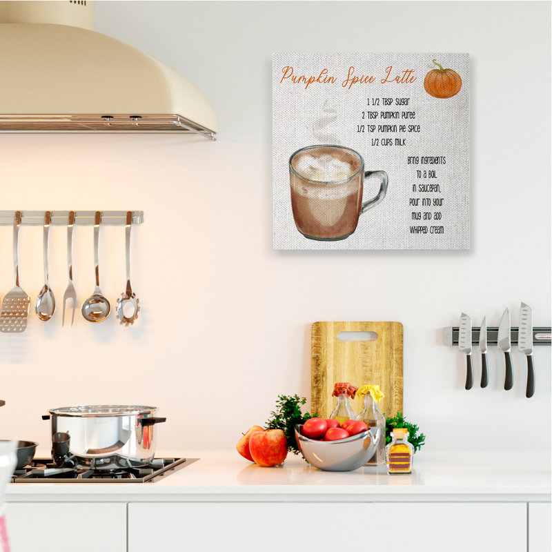 «Pumpkin Spice Latte Farmhouse Coffee Recipe» par Daphne Polselli - Art textuel sur toile, Toile tendue, H 36 po x l 36 po