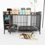 Grande cage pour animal de compagnie avec rouleau et cuve: 55,45 po Profondeur, 22,92 de largeur, 34,17 de hauteur, gris fumée sur roulettes: gris-541309418-541309416