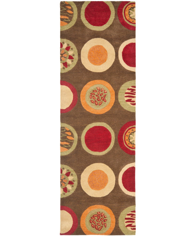 Tapis rouge / brun / beige en laine touffeté à la main Avayah