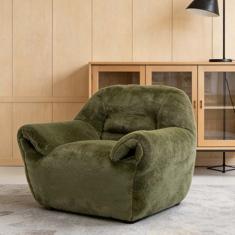 Fauteuil à billes en fausse fourrure, Vert
