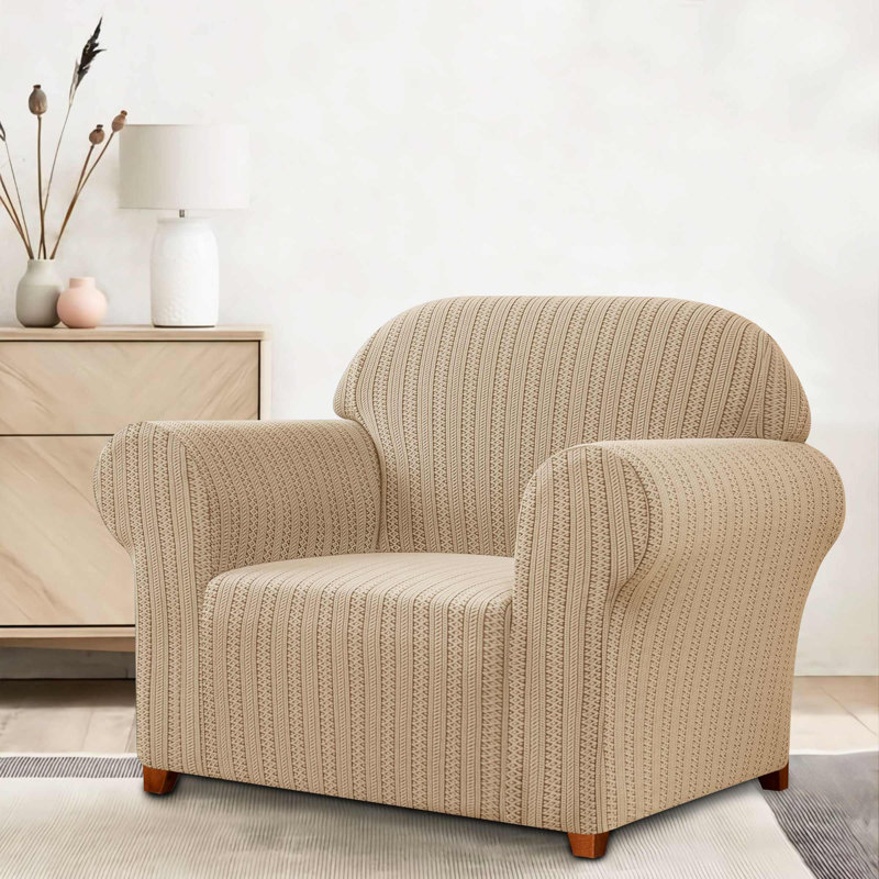 Box Cushion Armchair Slipcover, Beige
