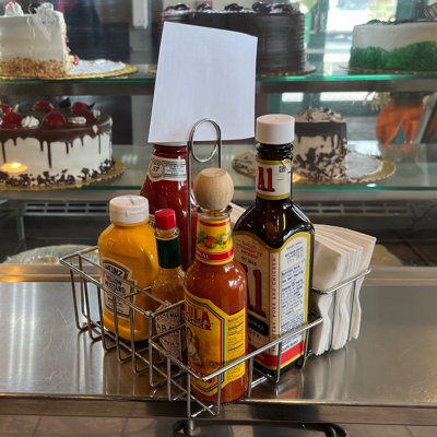 Fixturedisplays® 7.9 X 7.9 X 8.1" Square Wire Condiment Caddy W/ Sign Clip Restaurant Café Tabletop Holder Organizer - 19695 Chrome