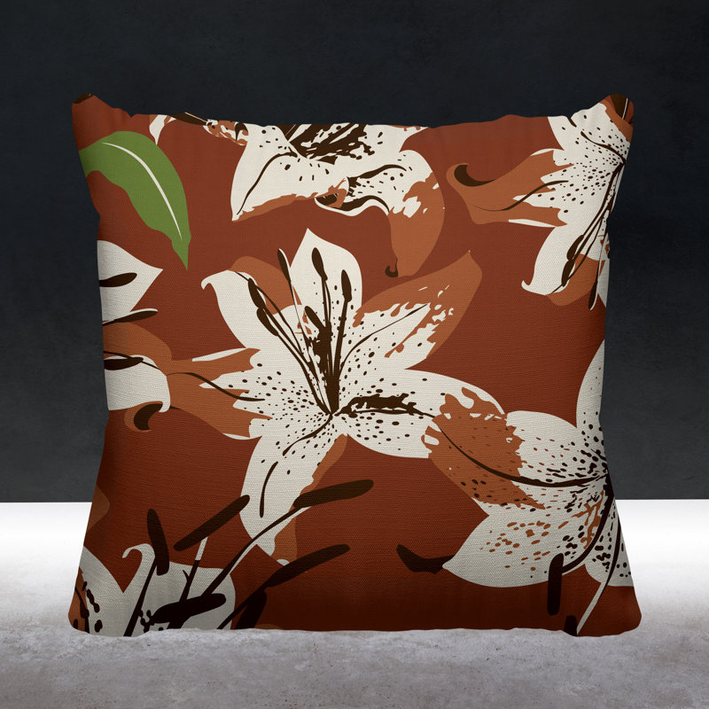 Housse et insert de coussin rectangulaire extérieur Cybil, L 15 po x H 15 po, Rouille