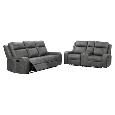 2-piece Upholstered Reclining Sofa Set Grey