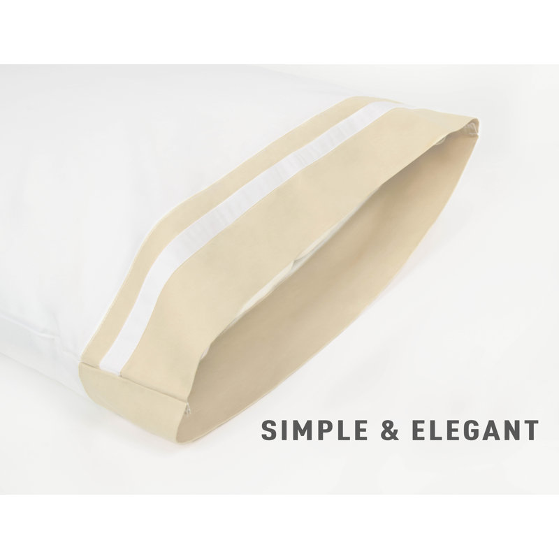 Grand 100% Cotton Percale Pillowcases Open Pillowcases Set, Queen Pillowcase, Rice
